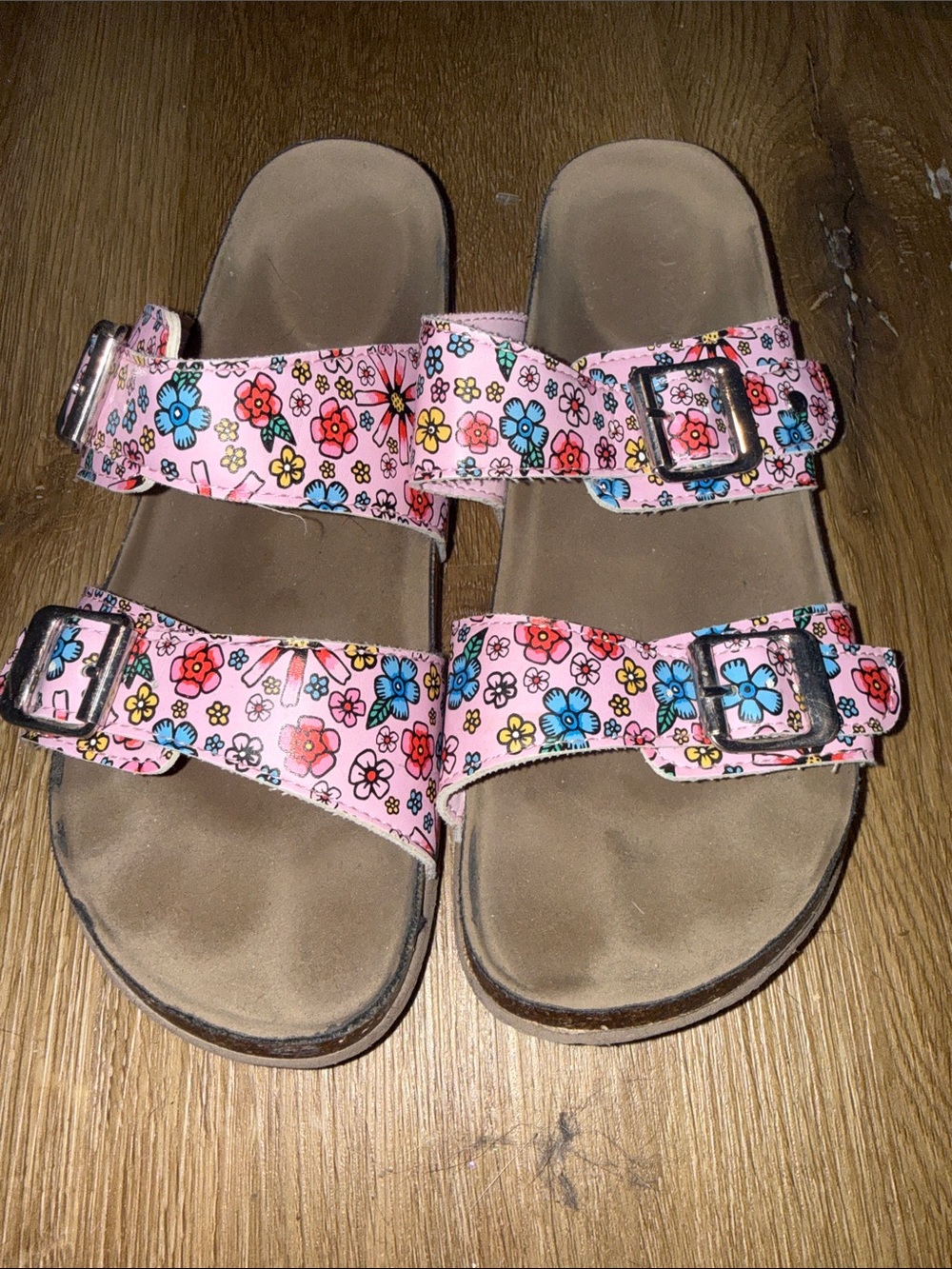 Madden Girl Pink Floral Double-Strap Sandals